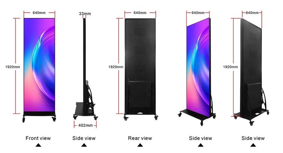 Die Seitenansicht des Poster-LED-Bildschirms
